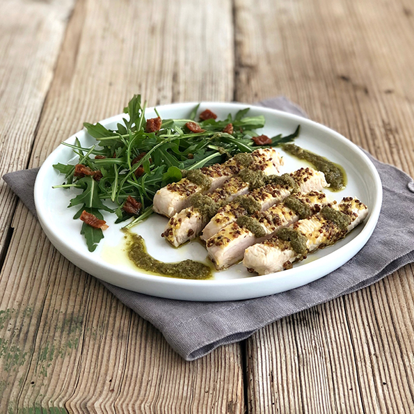 Kalkkunaa ja rucola pestoa